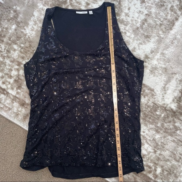 Halogen brand black sequined/sparkly tank top blouse SZ L - Picture 6 of 9
